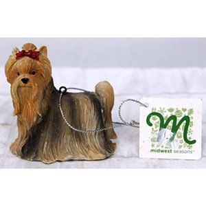 Midwest Yorkshire Terrier Dog Ornament Black Tan Brown Resin Decorative Hanging